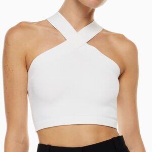 White Aritizia Babaton Sculpt Knit Criss Cross Cropped Tank